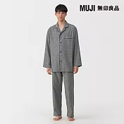 【MUJI 無印良品】男無側縫法蘭絨長袖家居睡衣 S 象牙白紋樣