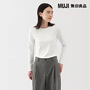 【MUJI 無印良品】女起毛針織圓領長袖T恤 S 白色