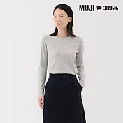 【MUJI 無印良品】女起毛針織圓領長袖T恤 S 淺灰
