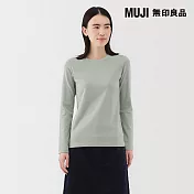 【MUJI 無印良品】女起毛針織圓領長袖T恤 S 淺綠