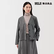 【MUJI 無印良品】女縱橫彈性起毛開襟衫 S 灰色