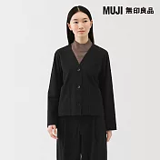 【MUJI 無印良品】女縱橫彈性起毛開襟衫 S 黑色