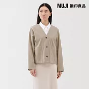 【MUJI 無印良品】女縱橫彈性起毛開襟衫 S 米色