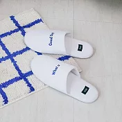 【韓國Dailylike】What a good day! 軟絨厚底室內拖鞋(男) ‧ 白