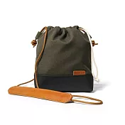 點子包【icleaxbag】束口小廢包 側背包 可拆式皮繩 靈活地變換背法 台灣製造 軍綠色