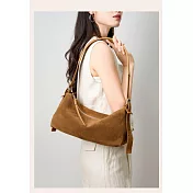 O-ni O-ni全新品精選優質頭層牛皮磨砂麂皮大容量奢華橫款方型時尚腋下包流行款(品質保證)(bag-6144)  焦糖棕色