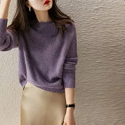 【MsMore】 紫色毛衣復古時尚長袖上衣# 126216 FREE 紫色