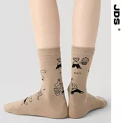 【JDS設計襪】精梳棉塗鴉設計襪  * 困呆呆喵/淺棕
