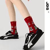 【JDS設計襪】精梳棉塗鴉設計襪 房屋迷跡/紅色