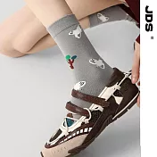 【JDS設計襪】精梳棉塗鴉設計襪  繪夢小屋/灰色