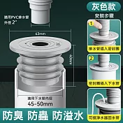 【美好家 Mehome】排水管防臭密封圈 下水管密封塞 灰45-50mm