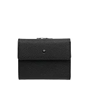 Mondaine 瑞士國鐵 真皮三折口金中夾 女用短夾|獨立零錢包 防刮牛皮 - 十字黑