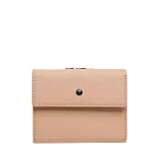 Mondaine 瑞士國鐵 真皮三折口金中夾 女用短夾|獨立零錢包 防刮牛皮 - 奶棕色Nougat