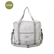 日本3COINS-<收納富翁>大容量可肩背手提兩用擴充型旅行摺疊收納袋 簡約灰