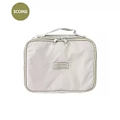 日本3COINS-無印風格可掛式防潑水加工可拆式旅行用化妝包 簡約灰
