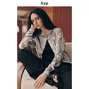 ltyp旅途原品 美麗諾羊毛抗起球原創藝術印花針織衫薄款外套開衫女 M L  M 奶油杏