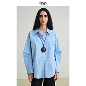 ltyp旅途原品 100%匹馬棉襯衫 極簡休閒百搭襯衣上衣女 M L  L 海鹽藍