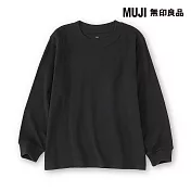 【MUJI 無印良品】兒童雙面起毛圓領長袖T恤 110 黑色