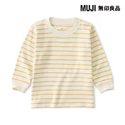 【MUJI 無印良品】幼兒容易穿脫雙面起毛圓領長袖T恤 80 煙燻黃橫紋