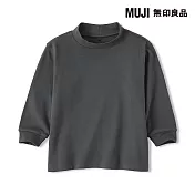 【MUJI 無印良品】幼兒雙面起毛半高領長袖T恤 80 灰白