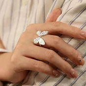 【素包包】幾何簡約蝴蝶自來開口鍍銀食指戒(60025) _銀色