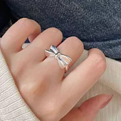 【水星記】幾何簡約蝴蝶結開口鍍銀食指戒(12025)