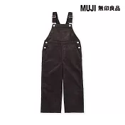 【MUJI 無印良品】兒童彈性燈芯絨吊帶褲 110 深棕