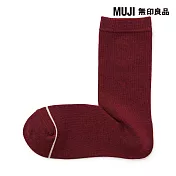 【MUJI 無印良品】女足口柔軟棉保暖直角襪23-25cm 暗紅