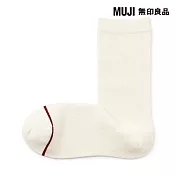 【MUJI 無印良品】女足口柔軟棉保暖直角襪23-25cm 柔白