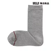 【MUJI 無印良品】女足口柔軟棉保暖直角襪23-25cm 灰色