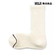 【MUJI 無印良品】女棉保暖厚織直角襪23-25cm 柔白