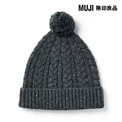 【MUJI 無印良品】兒童再生聚酯纖維混伸縮針織帽50-54cm 深灰