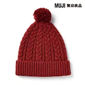 【MUJI 無印良品】兒童再生聚酯纖維混伸縮針織帽50-54cm 紅色