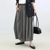 【Jilli~ko】日系高腰燈籠花苞繭型長裙 J12501  FREE 灰色
