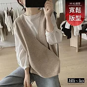 【Jilli~ko】不規則針織背心寬鬆顯瘦簡約馬甲 J12505  FREE 杏色