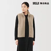 【MUJI 無印良品】女絨毛刷毛背心 S 淺米