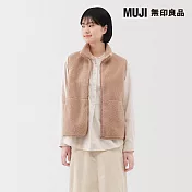 【MUJI 無印良品】女絨毛刷毛背心 S 煙燻粉