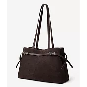 O-ni O-ni全新品精選優質頭層牛皮加厚磨砂麂皮大容量休閒時尚百搭輕旅行托特包(品質保證)(bag-6149) 咖啡色