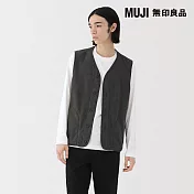 【MUJI 無印良品】男刷毛背心 L 墨灰