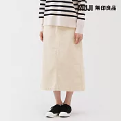 【MUJI 無印良品】女彈性燈芯絨窄版裙 M 象牙白