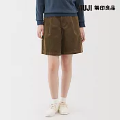 【MUJI 無印良品】女吉貝木棉混燈芯絨褲裙 S 深米