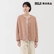 【MUJI 無印良品】女刷毛開襟衫 XL 煙燻粉