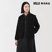 【MUJI 無印良品】女刷毛開襟衫 S 黑色
