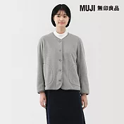 【MUJI 無印良品】女刷毛開襟衫 M 灰色