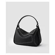 O-ni O-ni全新品精選優質頭層牛皮升級版大容量幾何大包包時尚經久耐用托特包(品質保證)(bag-6152) 黑色