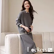 【Lockers 木櫃】灰色假兩件針織套裝 L114100102 灰色F
