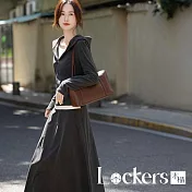 【Lockers 木櫃】假兩件連帽A字裙套裝 L114100106 深灰色M