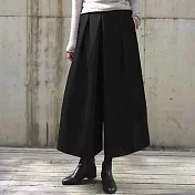 【初色】簡約純色鬆緊腰口袋顯瘦休閒褲寬褲長褲-共2色-15985(M-3XL可選) XL 黑色