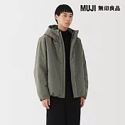 【MUJI 無印良品】男防風撥水加工鋪棉連帽外套 M 深摩卡棕