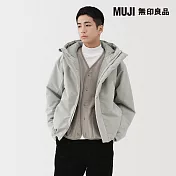 【MUJI 無印良品】男防風撥水加工鋪棉連帽外套 XL 灰銀